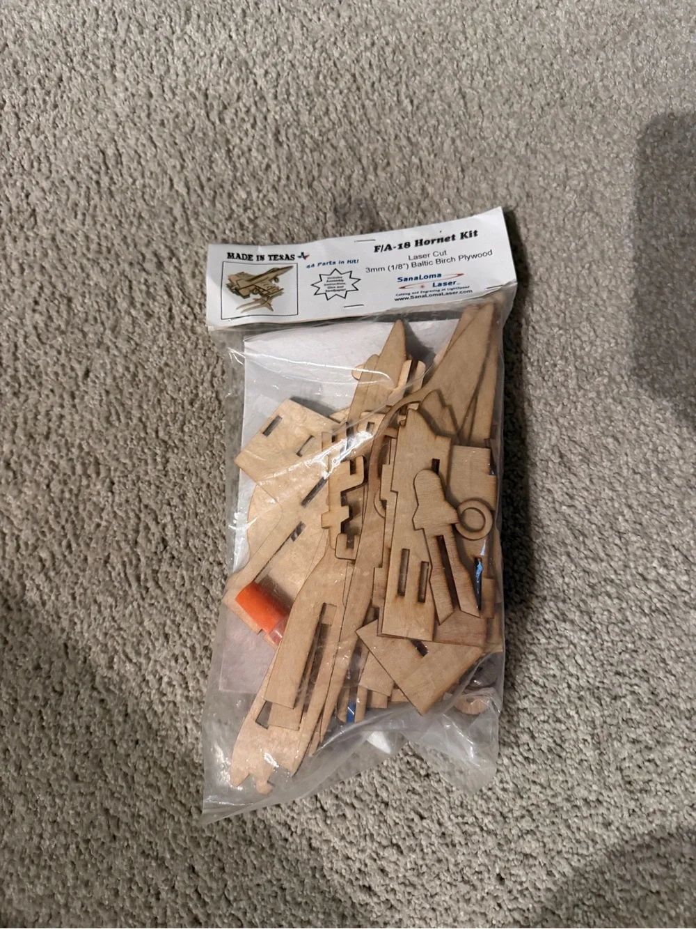 FIA-18 Hornet Wooden Model Kit - Natural Wood